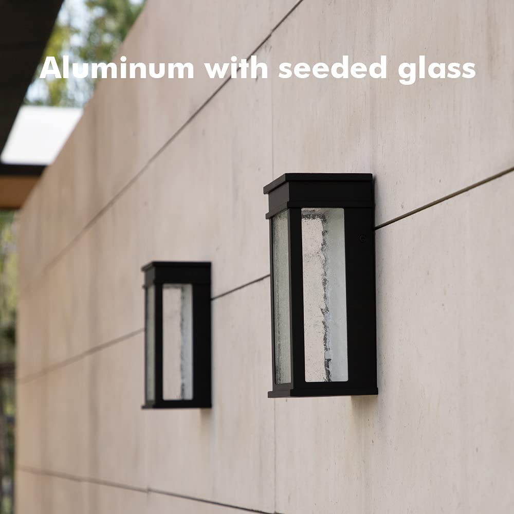 LUTEC LED Wall Light, 1000 Lumen, 3000K, 2 Pack Rectangular, Black - Dusk to Dawn, Indoor Outdoor Sconce, Model amzn.gr.