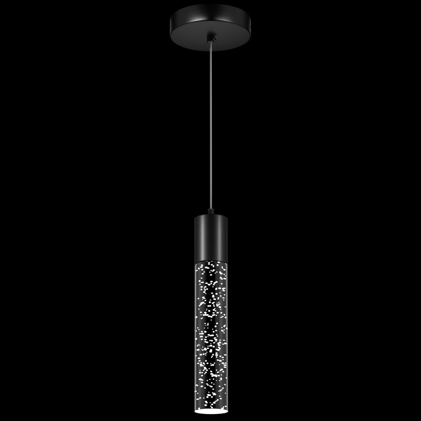 Esfos Pendant Lights Kitchen Island  6500K Modern Kitchen Island Lights Brushed Black  1 Pack Ceiling Lighting Fixtures With Crystal Bubble  Integrated Led Hanging Light For Dining Room Restaurant