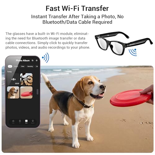 Blackview Smart Glasses, Polarized Bluetooth Sunglasses with Speaker, Voice Control, UV Protection, Anti Blue Light Lens