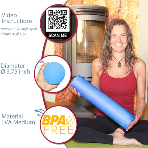 Foam Roller Back Leg Muscle Pain - Small Size Hard Density EVA Muscle Recovery Roll Ø3.75"x18" for Physical Therapy, Helps...