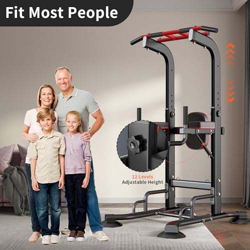 SogesHome Pull Up Bar and Dip Station, Heavy Duty Adjustable Home Gym Equipment for Strength Training, Multifunctional Wor...