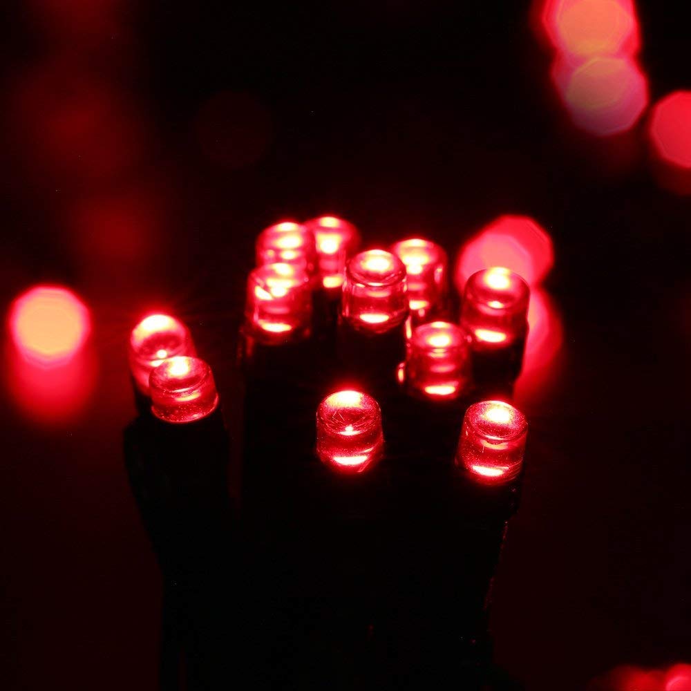 Toodour Solar Christmas String Lights, 72ft, 200 LED, 8 Modes, Waterproof, Red