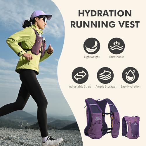AONIJIE Running Hydration Vest for Men & Women, 8L Hydration Backpack, Multiple Pocket Designs for Water Bottles/Bladders,...