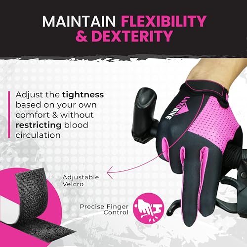 LuxoBike Bike Gloves for Men Women with Anti-Slip Shock-Absorbing Riding Pad, Light Weight Full Finger Cycling Gloves Touc...