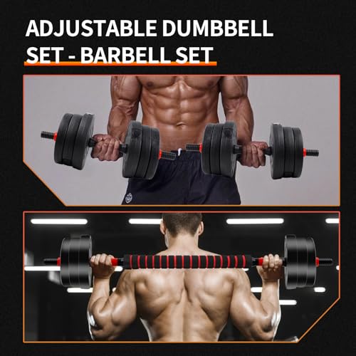 Adjustable Dumbbell Set, 44 Lbs Weights Dumbbells Sets,Barbell Weight Set with Connector, Workout Strength Training Equipm...
