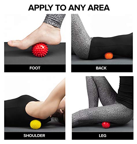 OCTOROX Spiky Massage Balls for Feet, Back, Hands, Muscles - Firm, Medium and Soft Spiked Massager Rollers for Plantar Fas...