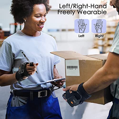Eyoyo 1D 2D Glove Wearable Ring Bluetooth Barcode Scanner, Left & Right Hand Wearable, Finger Trigger Portable Wireless QR...