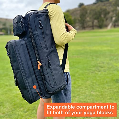 Fitdom Tactical Inspired Yoga Bag for Adult Men. Heavy Duty Yoga Bags and Carriers Fits All Your Stuff. Yoga Mat Bag with ...
