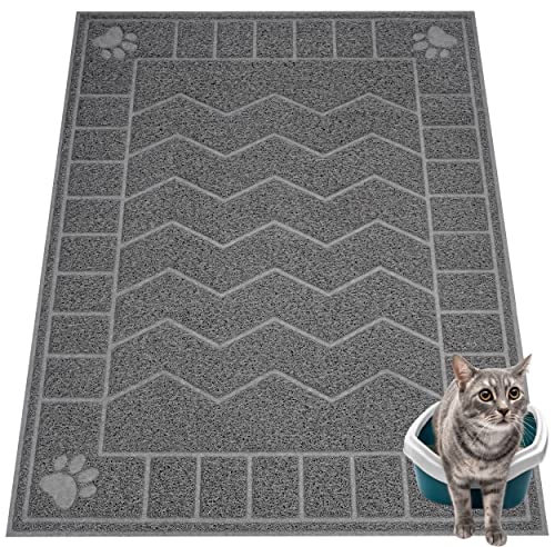 Motsamla Cat Litter Mat, Litter Trapping Mat Soft on Kitty Paws, 47" x 35" Kitten Litter Box Mat for Cleaner Floors, Water...