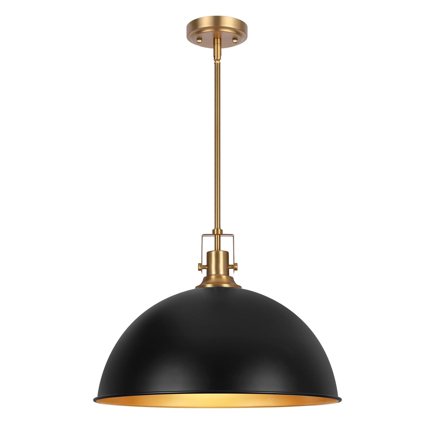 Lamqee 18 Inch Black And Gold Large Pendant Light Kitchen Island  Farmhouse Modern Dome Pendant Light Fixtures Ceiling Hanging Lighting Chandelier For Dining Room Over Table  Bar  Hallway  Entryway