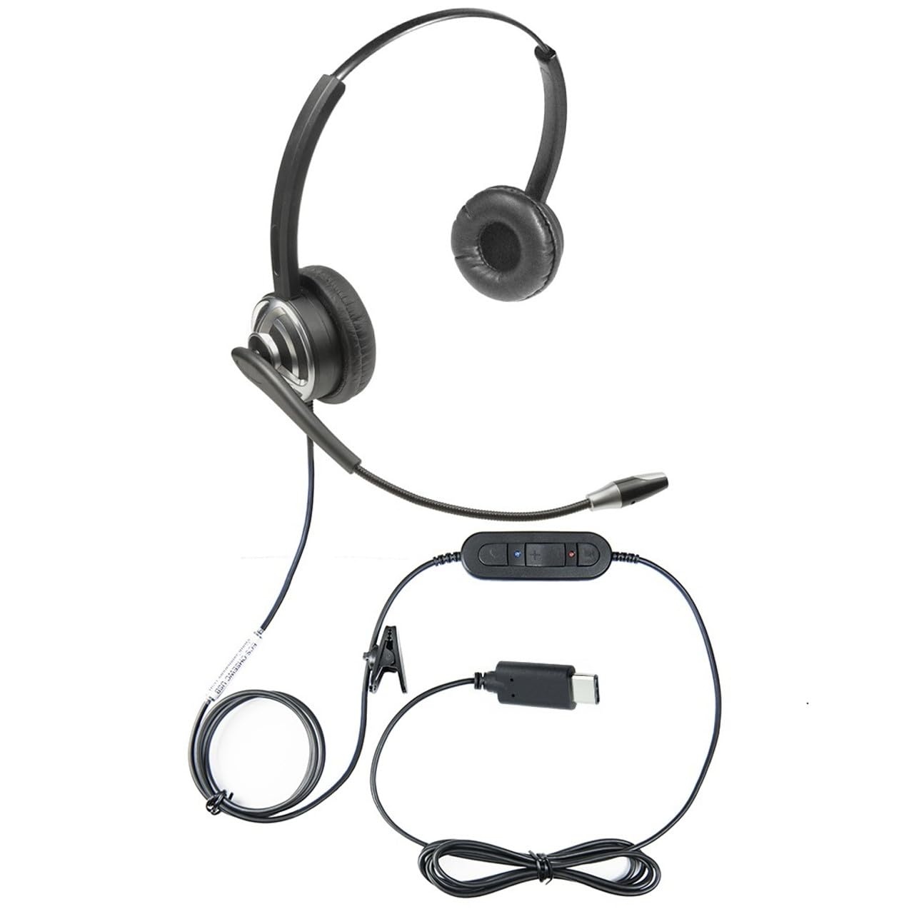 Ecs Wordcommander Usb-C Voice Recognition Headset, Single Ear, Noise-Cancelling Boom Mic, Premium In-Line Sound Card, Pro-Flex W
