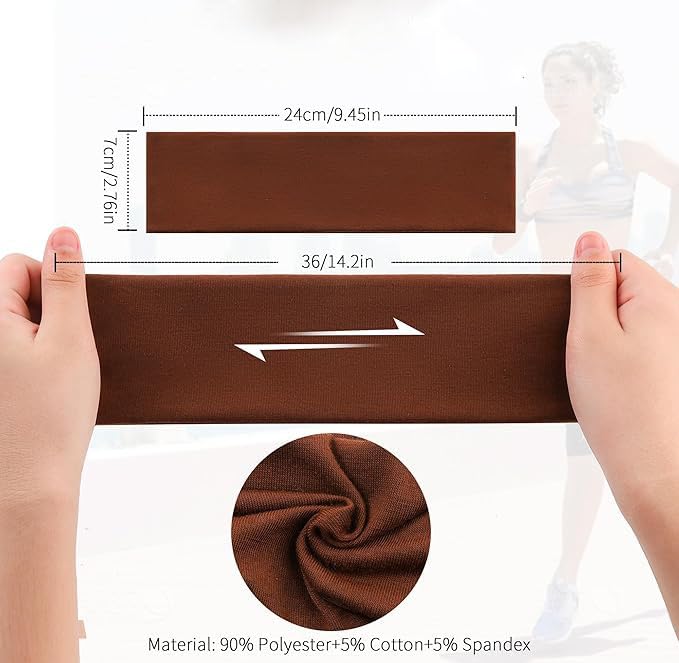 JCKHXG 5Pcs Headbands for Women Non Slip, 5 Colors Head Bands for Women's Hair. Soft Cotton Cloth Stretchy Thick Headbands...