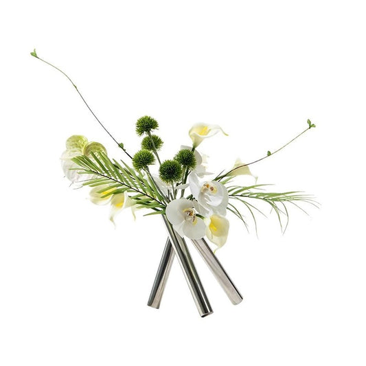 Artificial Bonsai Tree Light Luxury Creative Round Tube Simulation Flower Art Decoration Sample Room Living Room Porch Flower Arrangement Simple Decoration Artificial Plant Bonsai Tree