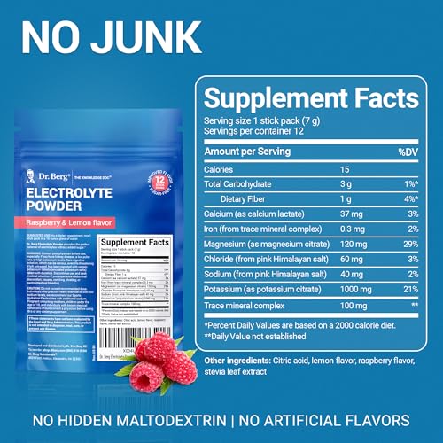 Dr. Berg (Improved Flavor) Sugar-Free Electrolyte Powder Packets with 1000 mg Potassium | Hydration Packets | Keto Electro...