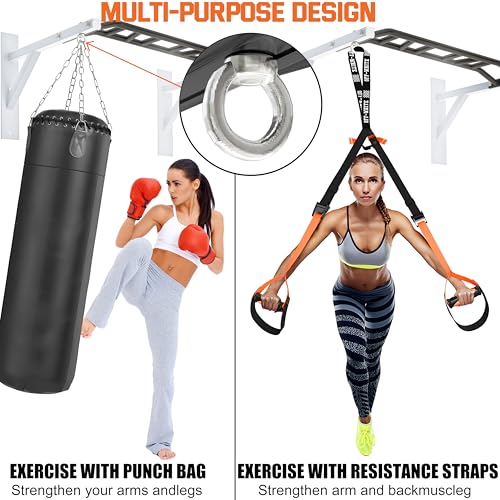 Upgrade Pull Up Bar Wall Mounted,Heavy Duty Multi Grip Chin Up Bar for Strength Training, 600 lbs Capacity, Durable Steel ...