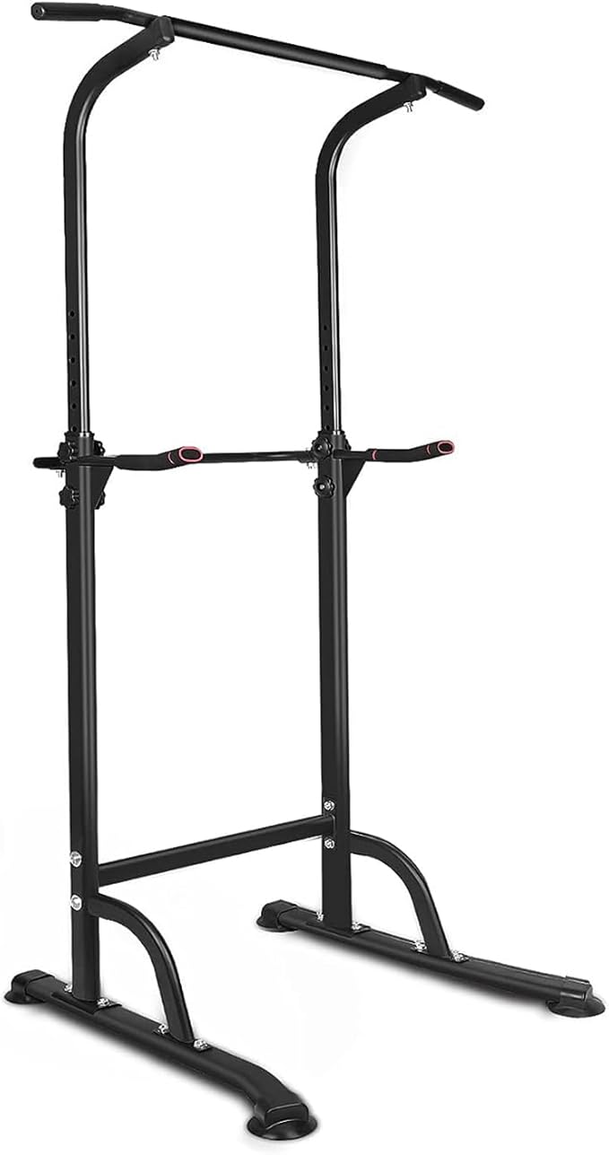 Power Tower Workout Dip Station Pull Up Bar, Height Adjustable Multi-Function Dip Stand for Home Gym, Strength Training Fi...