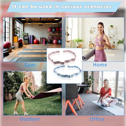 2PCS Elastic Yoga Stretching Strap with 12 Loops Stretch Resistance Exercise Bands for Yoga,Pilates,Dance,Rhythmic Gymnast...