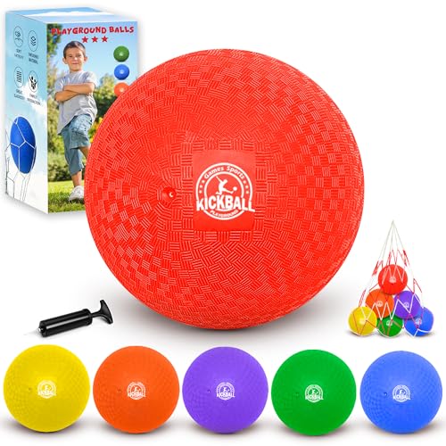 8.5 Inch Kickball Set, Dodgeballs 6 Pack,12 Pack,Playground Balls for Kids&Adults, Bouncy Balls Includes Pump and Storage ...