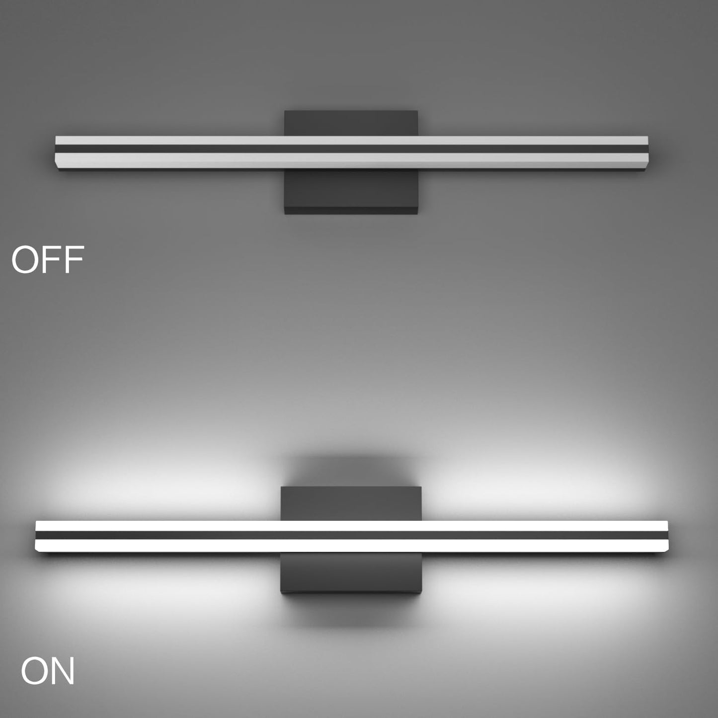 Solfart 24 Inch Modern Dimmable Black Vanity Light, 5 Color Temp, Aluminum, Model S8200-610Mm-Bk-5Cct, 500 Lumen, Wall
