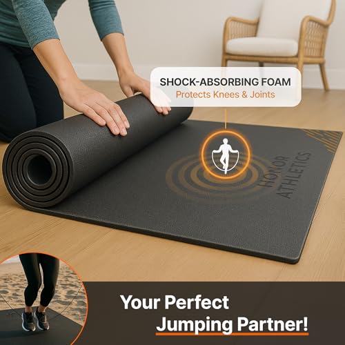 Honor Athletics Premium Jump Rope Mat – 1/4" Thick High-Density Rubber | Non-Slip Surface for Indoor/Outdoor Use | Durable...