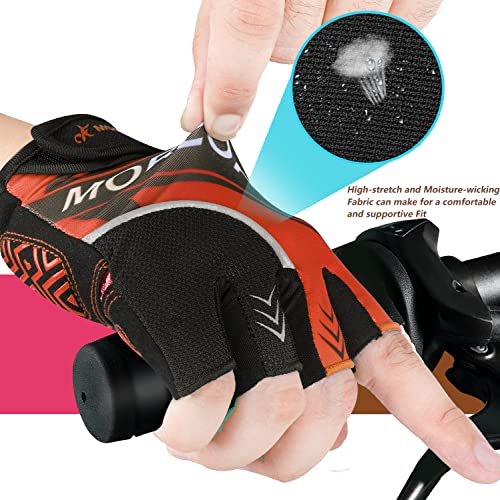 BIKINGMOREOK Mountain Bike Cycling Gloves for Men Women,Half Finger Workout Sports Road Biking Bicycle Gloves with 5MM Ant...