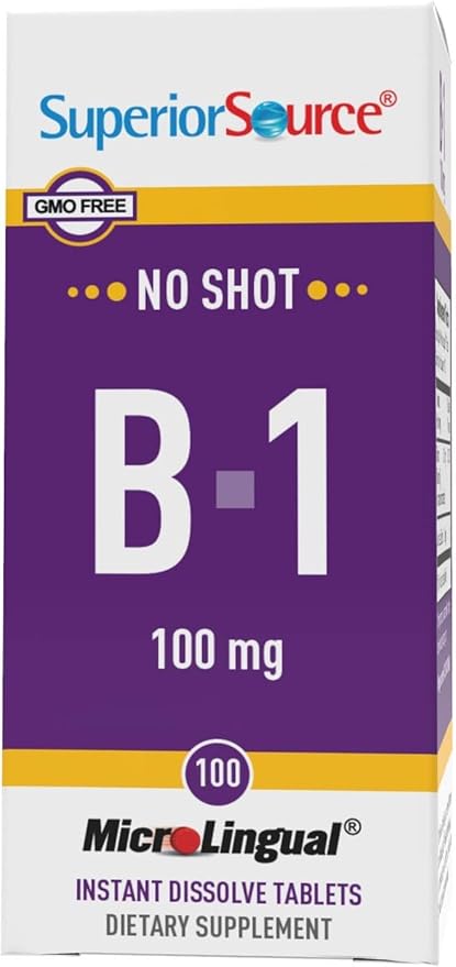 Superior Source B-1 100 mg - Vitamin B Supplement Supports Healthy Energy & Growth - Nervous & Digestive System Support Formula with Thiamin - 100 Sublingual Dissolving Tablets
