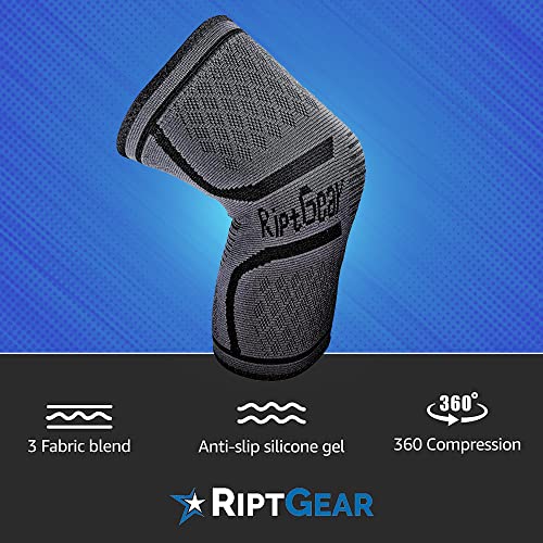 RiptGear Knee Compression Sleeve - Braces for Knee Pain - Compression for Arthritis, Meniscus Tear, Running, Walking - Sup...