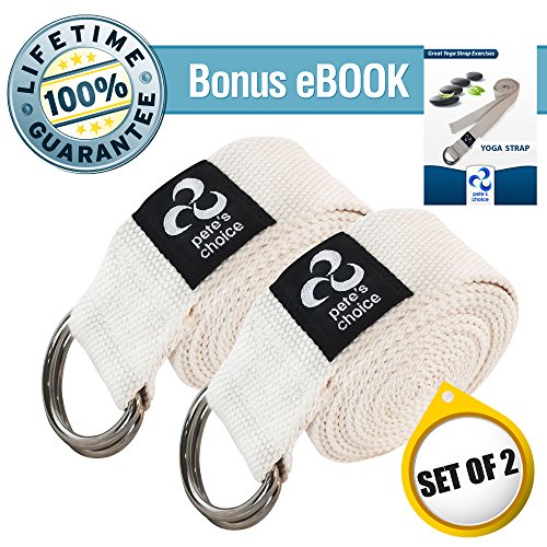 2-PACK or 5-PACK Yoga Exercise Adjustable Straps 8Ft | BONUS eBook | with Durable D-Ring For Pilates & Gym Workouts | Hold...