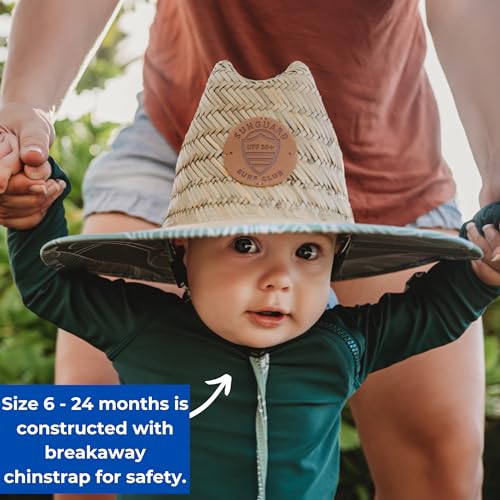 Sunguard Swim Baby, Kids Straw Hat (6mos-8yrs) UV Toddler Lifeguard Hat for Beach - Surf Hemlock Kids Sun Hat for Boys, Girls