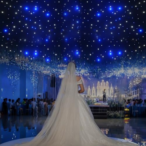 DMX512 LED Star Stage Backdrop, 8CH 30W 6X3M Foldable Starlight Wedding Curtain Background Starry Sky Velvet Backdrops w/C...