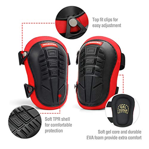 WORKPRO Knee Pads for Work, Construction Knee Pads with Ergonomic Gel Cushion and Foam Padding for Gardening, Carpentry, W...