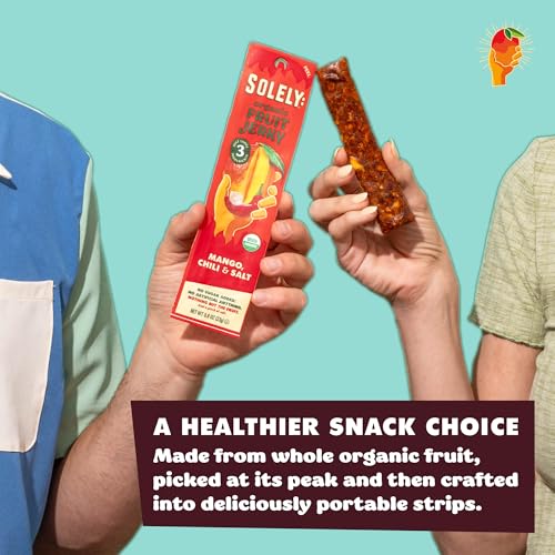 SOLELY - Organic Fruit Jerky Variety Pack - 8 Flavors, 8 Individually Wrapped Fruit Strips - Fruit Leather Made from Dried Fruit - Healthy Snacks for Adults & Kids - Non GMO, Vegan - 0.8oz (23g)