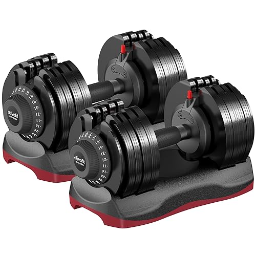 ATIVAFIT Adjustable Dumbbell Pair 12-in-1 Quick Dial Safety Lock Anti-Slip Grip Space-Saving Home Gym