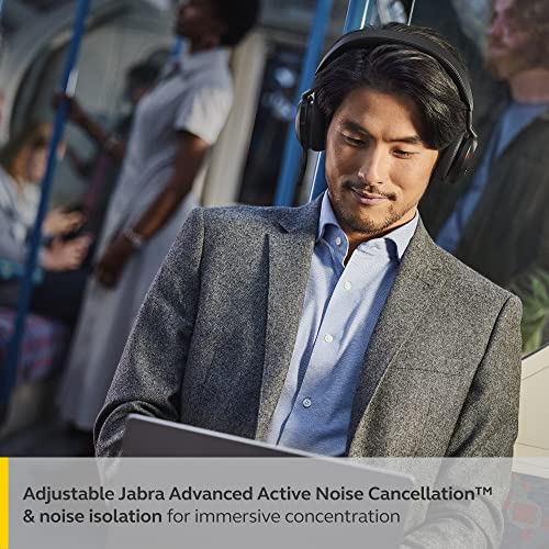 Jabra Evolve2 75 PC Wireless Headset with 8-Microphone Technology - Dual Foam Stereo Headphones with Adjustable Advanced A...