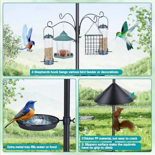 Bird Feeder Pole 92 Inch True Heavy Duty Birdhouse Pole with Squirrel Proof Baffle for Outdoor, Adjustable Bird Feeder Sta...