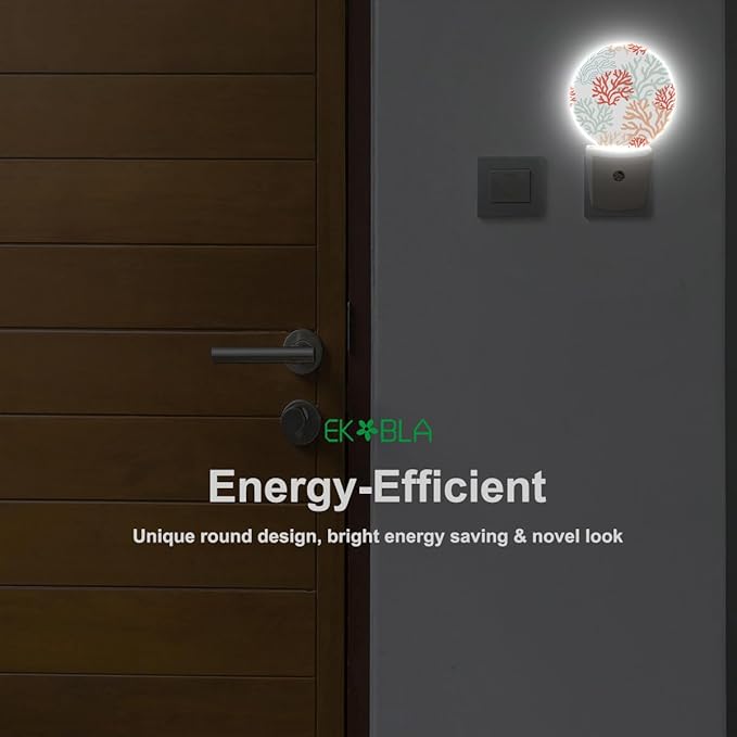 EKOBLA Sea Beach Coral Night Light Ocean Underwater Corals LED Dusk to Dawn Plug-in Nightlights Auto Sensor for Home Indoor Bathroom Hallway Kitchen