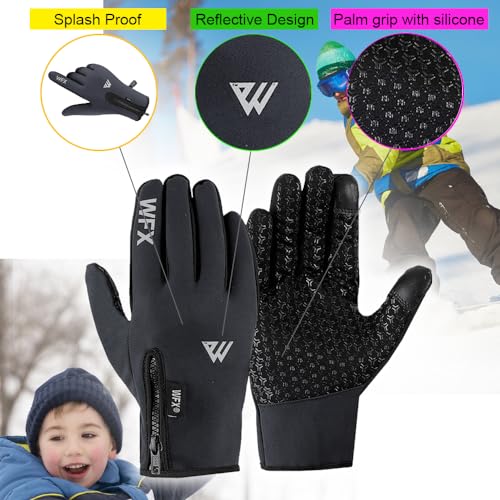 WESTWOOD FOX Cycling Gloves for Kids Thermal Winter Boy Girl Windproof Anti-Slip, Touchscreen Gloves with Palm Grip for Cy...