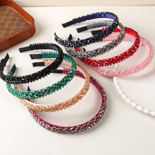 Ruihfas Fashion Sparkle 4 Rows Crystal Rhinestone Headbands Beaded Hair Hoop Band (Black)