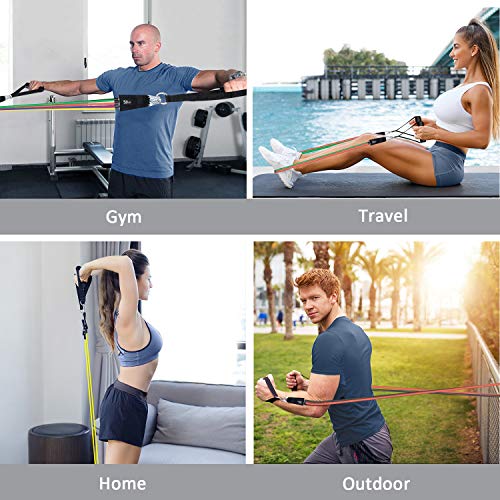 Resistance Bands, Simmgud Exercise Bands Set with Handles, Work Out Bands with Door Anchor, Ankle Straps for Strength Trai...