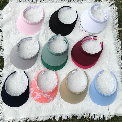 2 Pack Visor Women Men Sun Hat Clip On Visors Adjustable Sport Wide Brim Cap