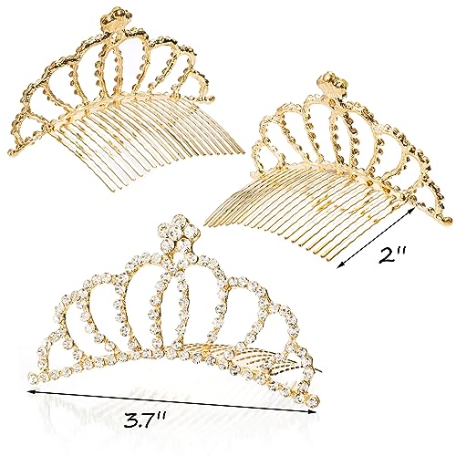 Lyellfe 6 Pack Tiara Crown, Crystal Rhinestone Headbands with Comb, Gold Tiaras and Crowns Hair Accessories for Birthday P...