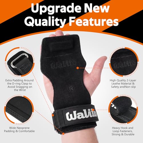 Weight Lifting Wrist Strap，Double Layer Leather Wrist Wraps with Neoprene Padding for Weightlifting & Deadlifts – Adjustab...
