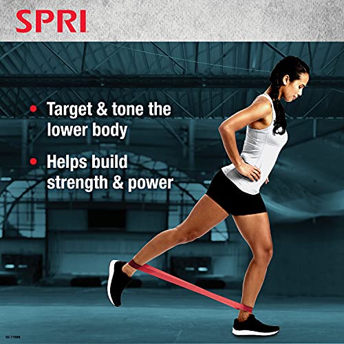 SPRI Mini Loop Bands Kit, Set of 3 - Light, Medium, Heavy Resistance Bands for Lower Body Workouts, Toning Muscles, and Ex...