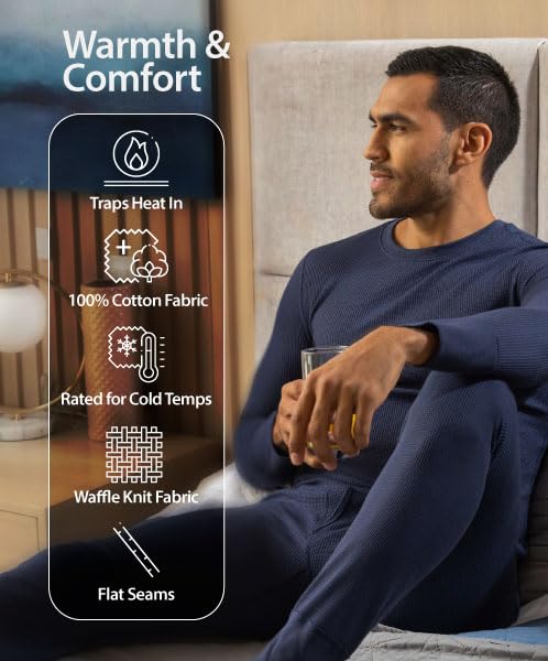 Indera Men's Heavyweight Cotton Waffle Thermal Underwear Crew Top