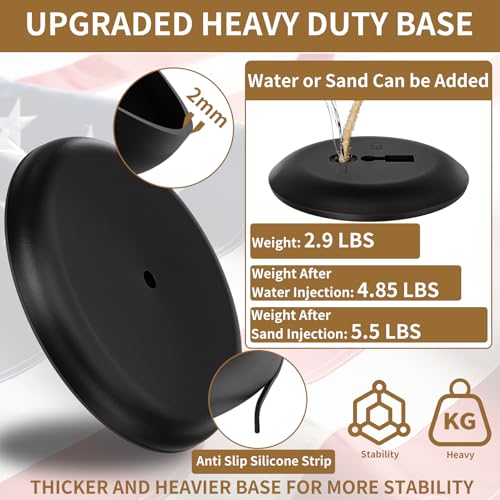 8 FT Indoor Flag Pole and Stand, Heavy Duty Indoor Flag Pole Kit with Weighted & Thickened Base, Eagle Topper, 3x5 FT Amer...
