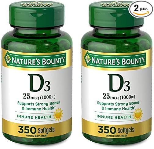 Nature's Bounty Vitamin D3 1000 IU Softgels, 350 Count (Pack of 2)