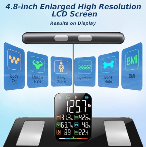 ORCAZE Smart Body Composition Scale for Body Weight, 8 Electrodes Digital Scale with BMI, Body Fat, Muscle Mass, 27 Body C...