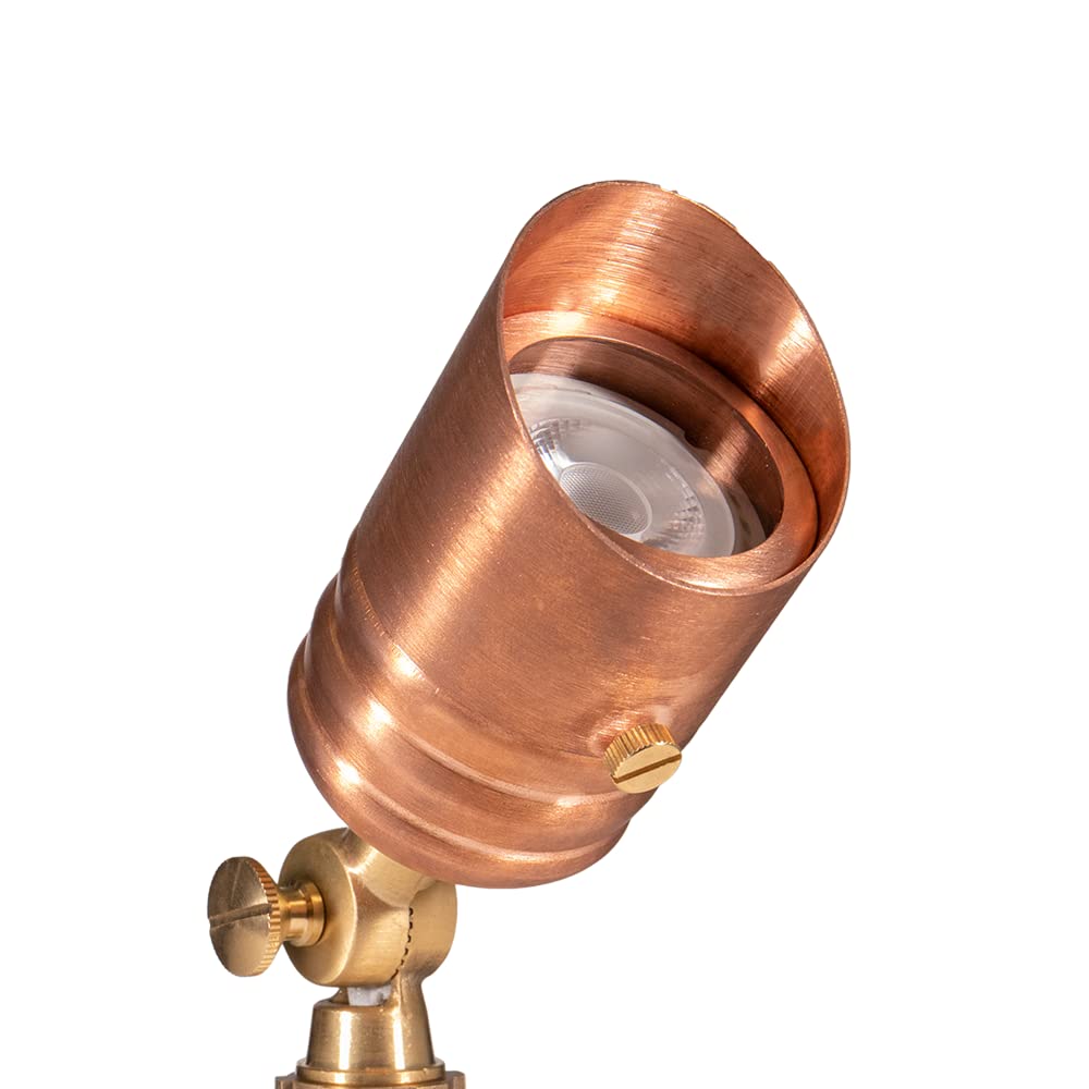 Volt Fat Boy 12V Outdoor Mini Spotlight (Copper) With 5W 2700K Warm White 400 Lumen Mr16 Led Bulb For Low Voltage Landscape Lighting Of Yard  Lawn  Garden  Patio  Trees & House