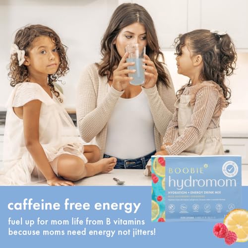 Boobie Hydromom Superfood Electrolyte Drink Mix, Blue Raspberry Lemonade | Refreshing Energy & Hydration Boost for Mamas |...