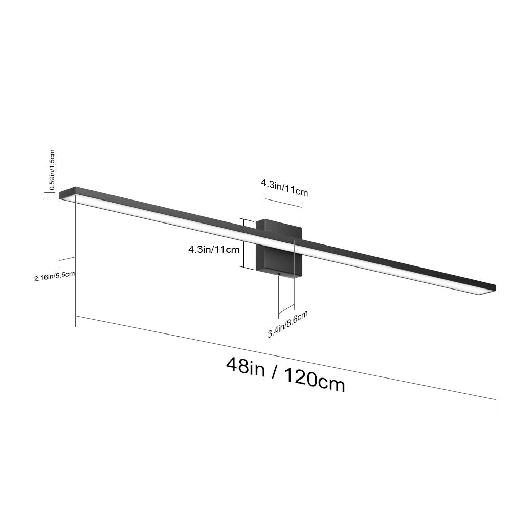 Ralbay 48 Modern Led Vanity Light, 46W Frosted Aluminum, Non-Dimmable Cool White 6000K, Model 1089 For Bathroom Lighting